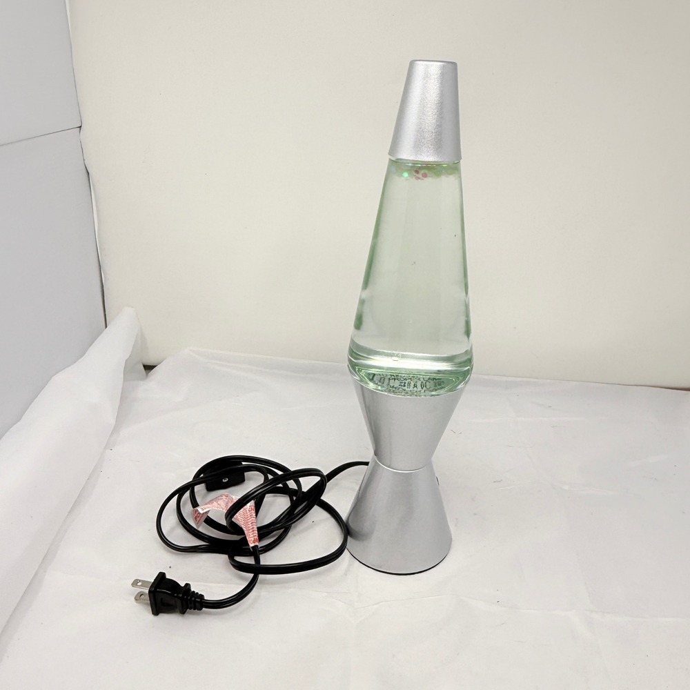 Silver Motion and Glitter Lamp Retro 14.5 Inch Hourglass Model 2545 Clear Liquid